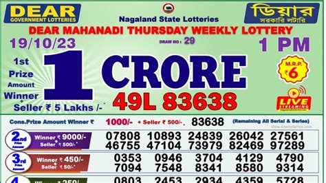 nagaland state lottery result 1:00 p.m.